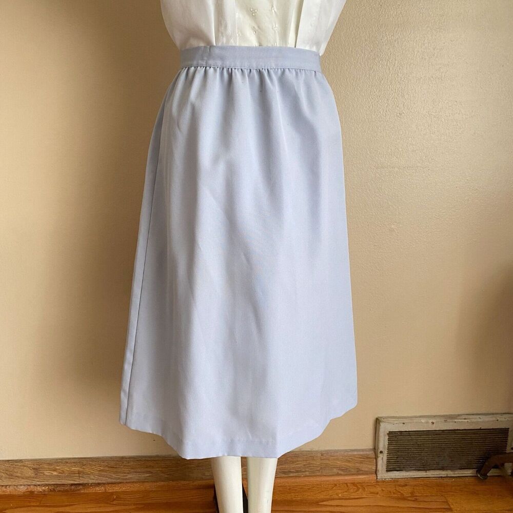 Vintage Union Made Uniform Skirt Size 16 Light Blue Knee Length Polyester